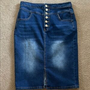 Denim Button-Up Skirt